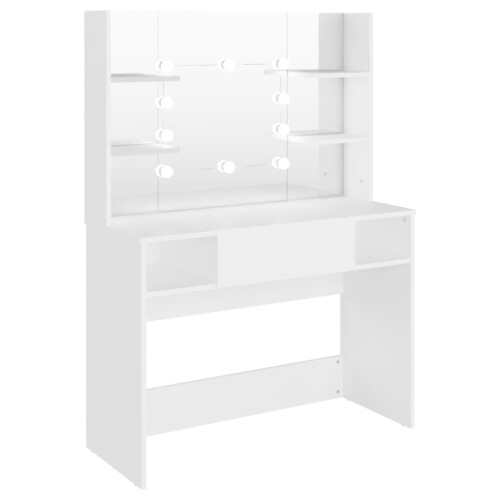 VidaXL vidaXL Makeup Table with LED Lights MDF White Cosmetic Vanity Dressing Table 1