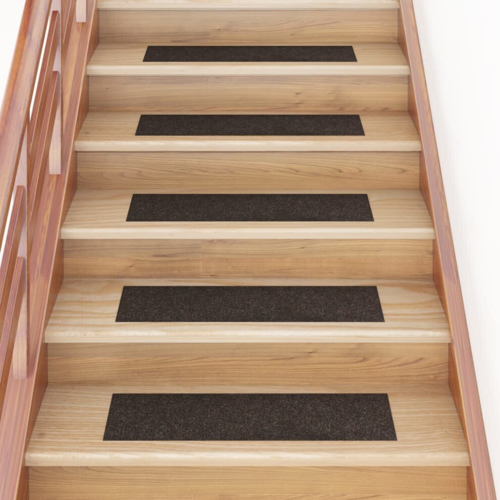 Vidaxl 15X Self-Adhesive Stair Mats Rectangular Dark Brown Stair Protector