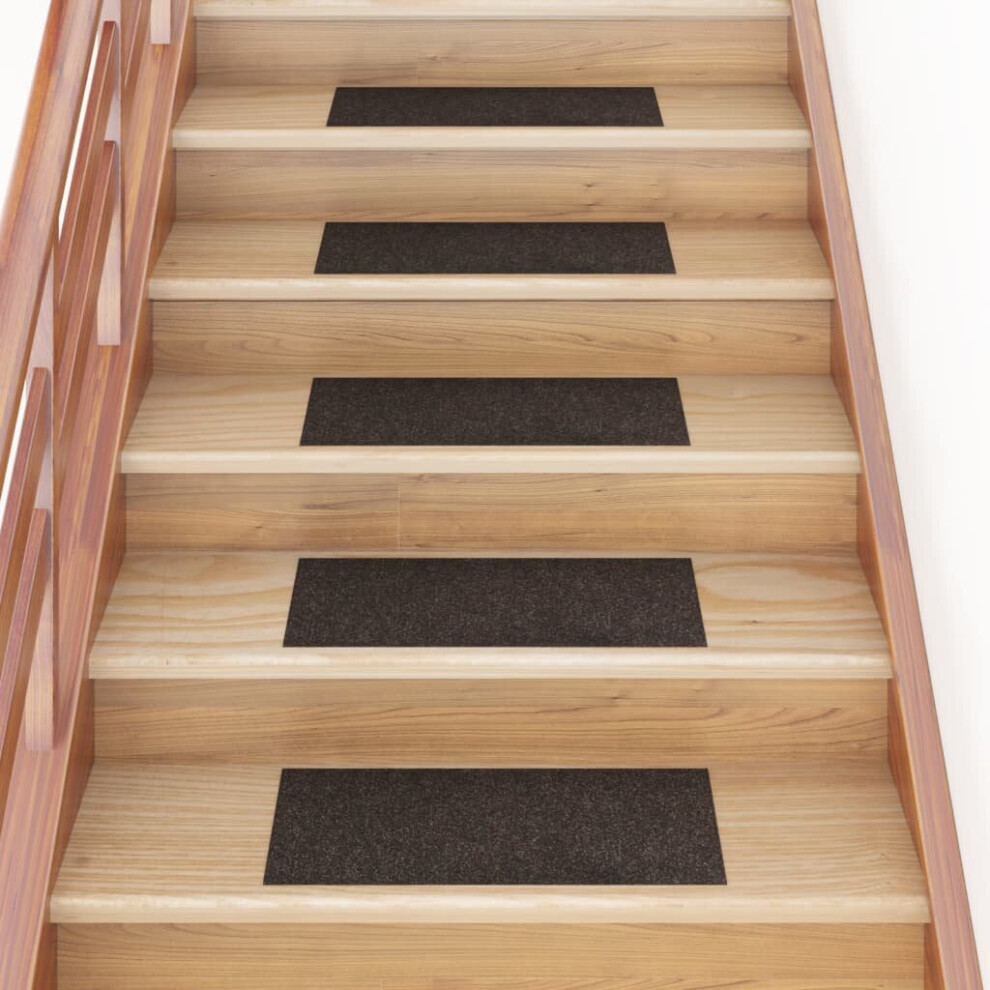 vidaXL 15x Self-adhesive Stair Mats Rectangular Dark Brown Stair Protector