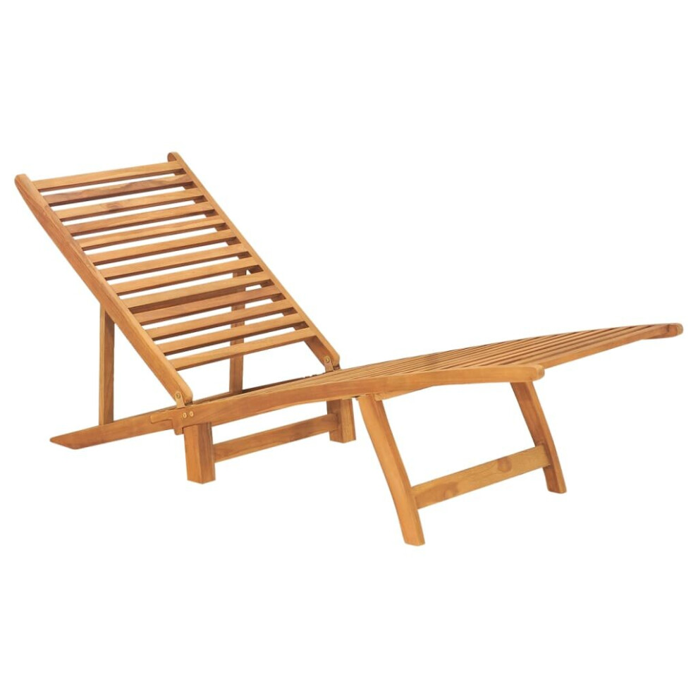 vidaXL Solid Teak Wood Sun Lounger Patio Wooden Sunbed Daybed Chaise Lounge