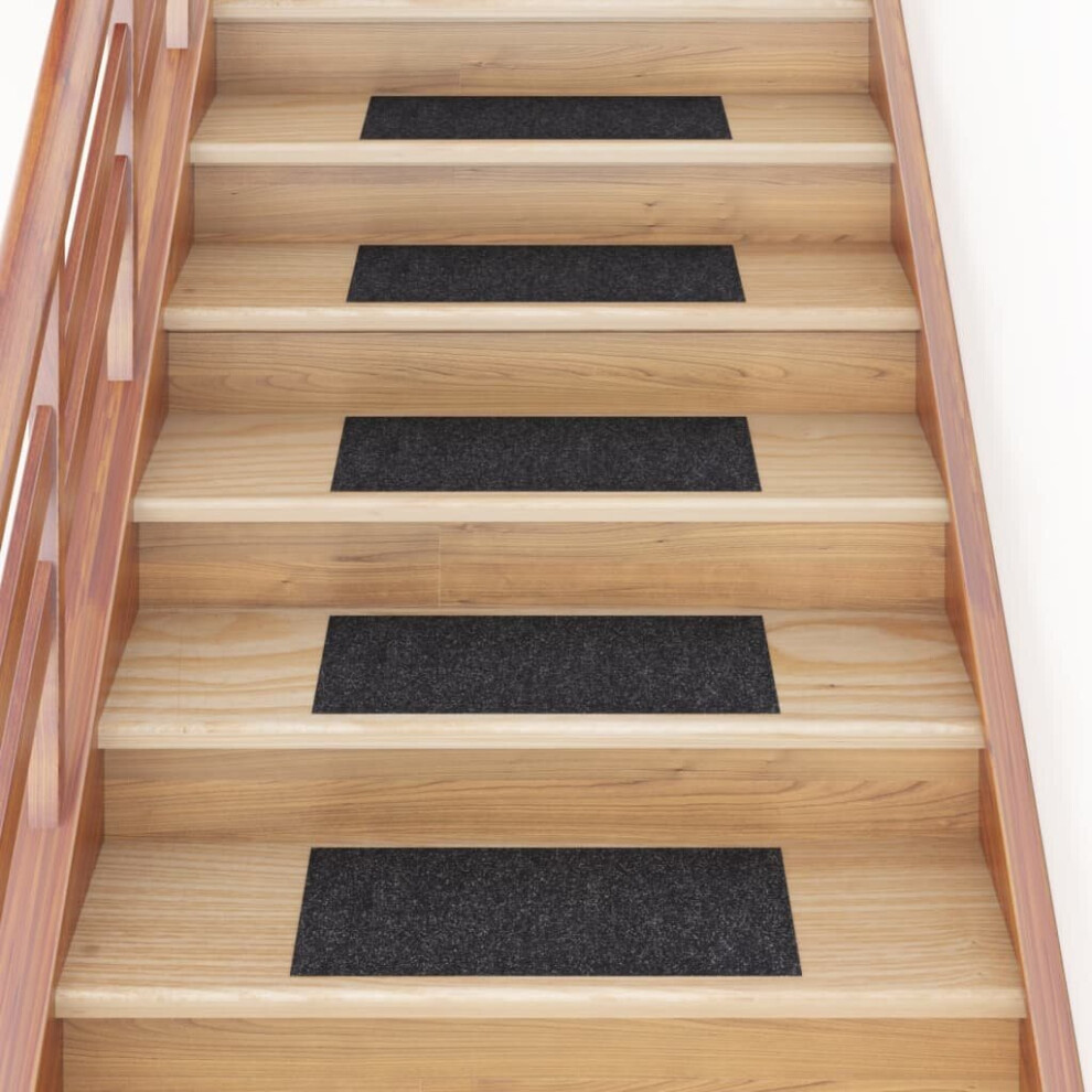 Vidaxl 15X Self-Adhesive Stair Mats Rectangular Black Home Stair Protector