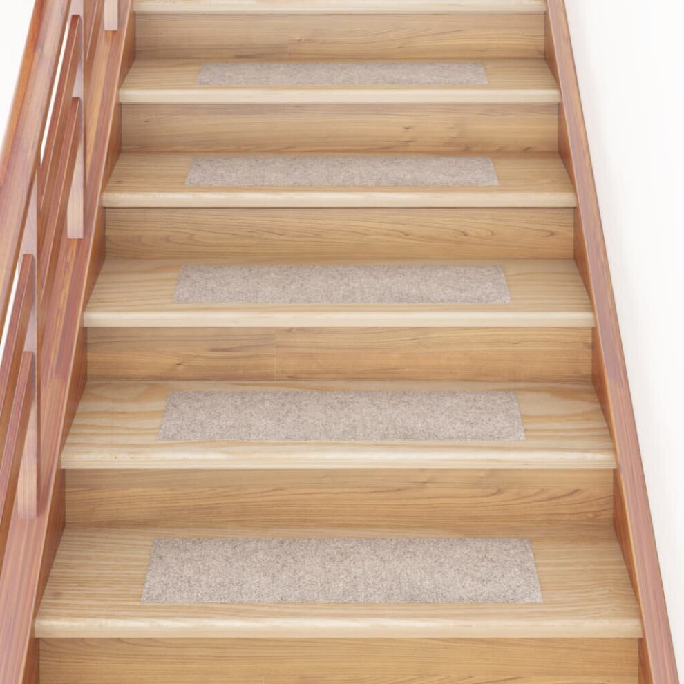 Vidaxl 15X Self-Adhesive Stair Mats Rectangular Cream Home Stair Protector