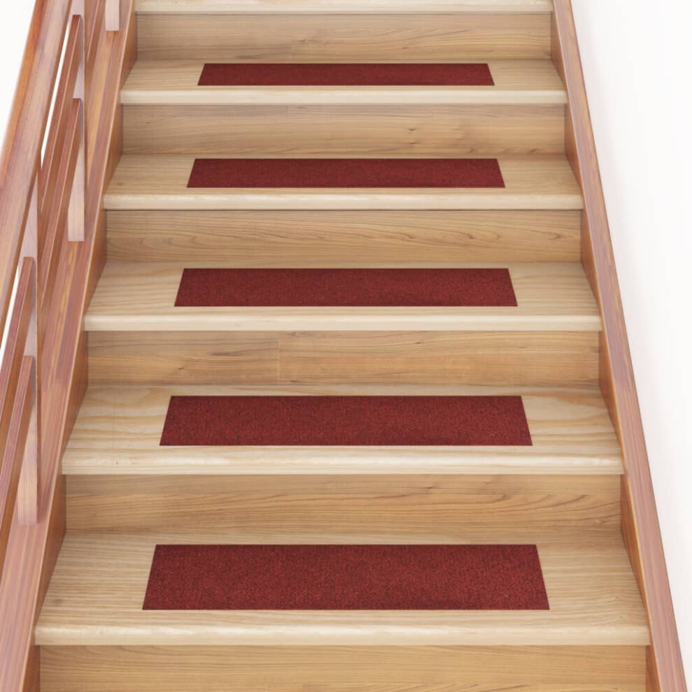 Vidaxl 15X Self-Adhesive Stair Mats Rectangular Red Home Stair Protector Rug