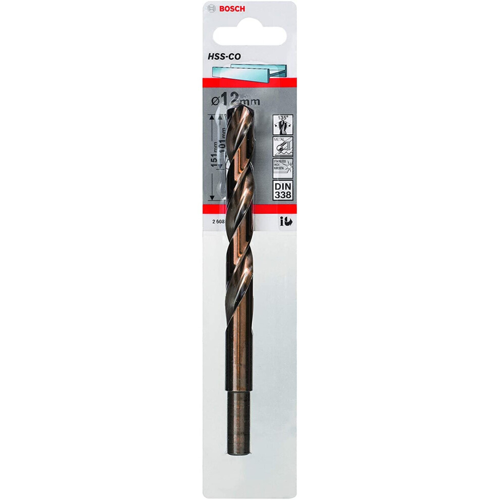 Bosch Professional 2608585869 HSS-Co Metal Drill Bit (stainless steel, 12 x 101 x 151 mm, accessory drill driver), Gold