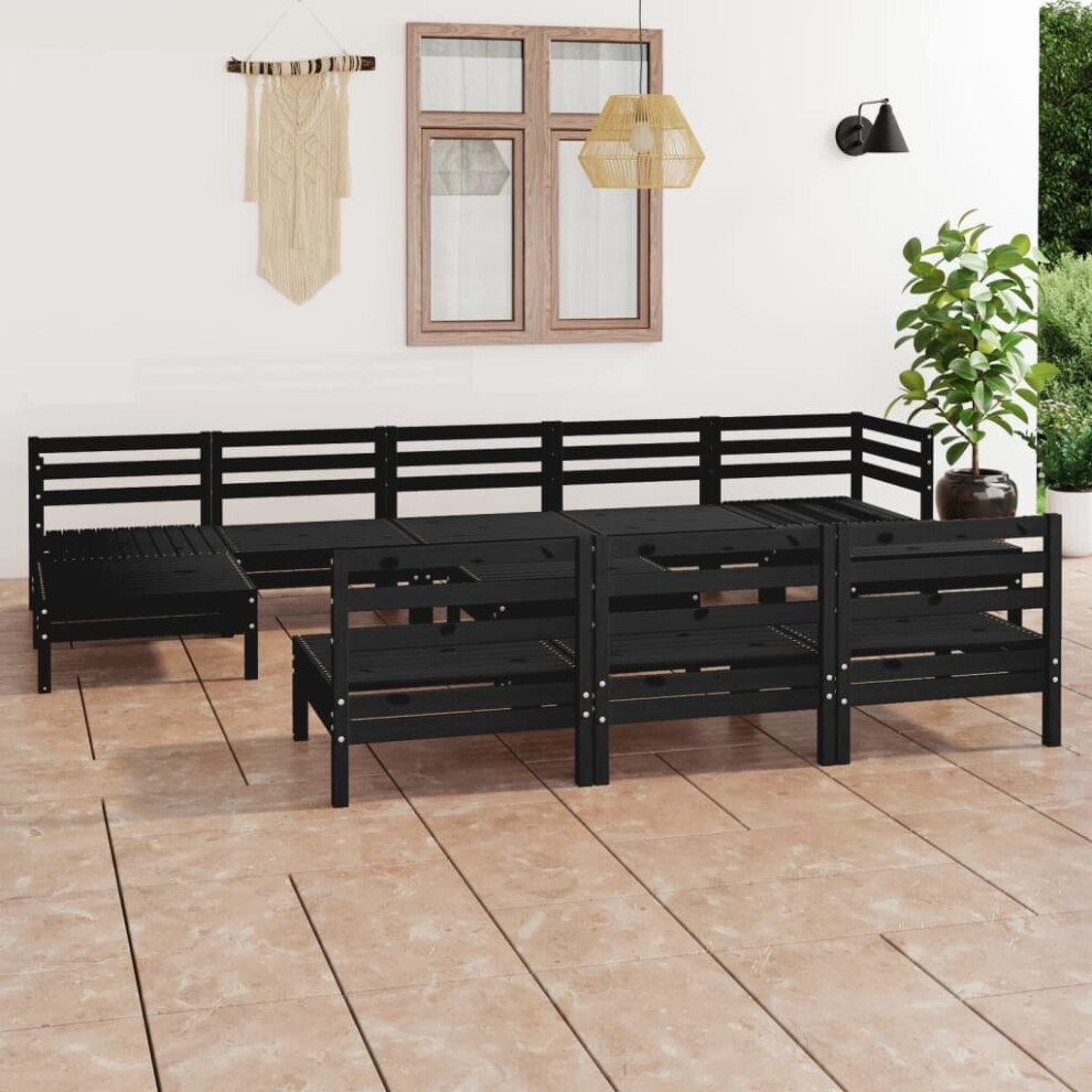 vidaXL Garden Lounge Set Outdoor Lounge Set 11 Piece Black Solid Wood Pine