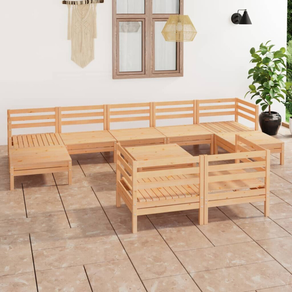 vidaXL Garden Lounge Set Wooden Outdoor Lounge Set 10 Piece Solid Wood Pine