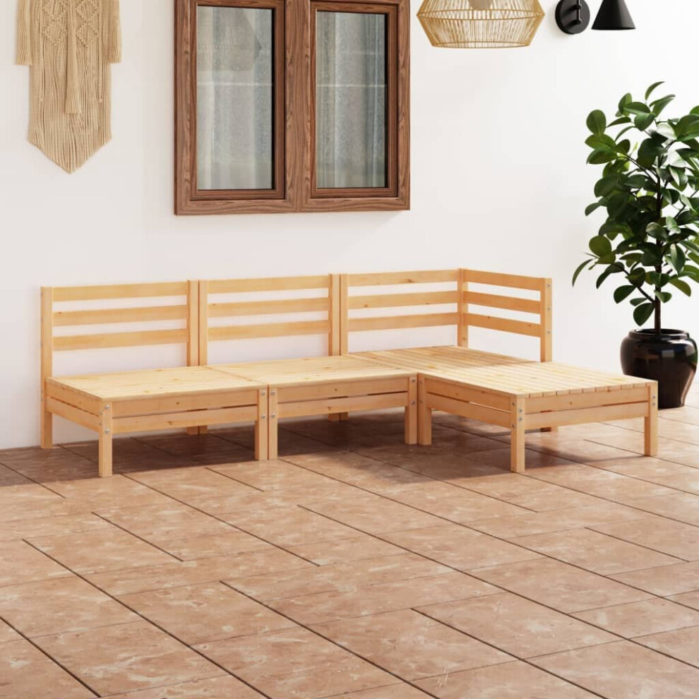 vidaXL Garden Lounge Set Wooden Outdoor Lounge Set 4 Piece Solid Pinewood