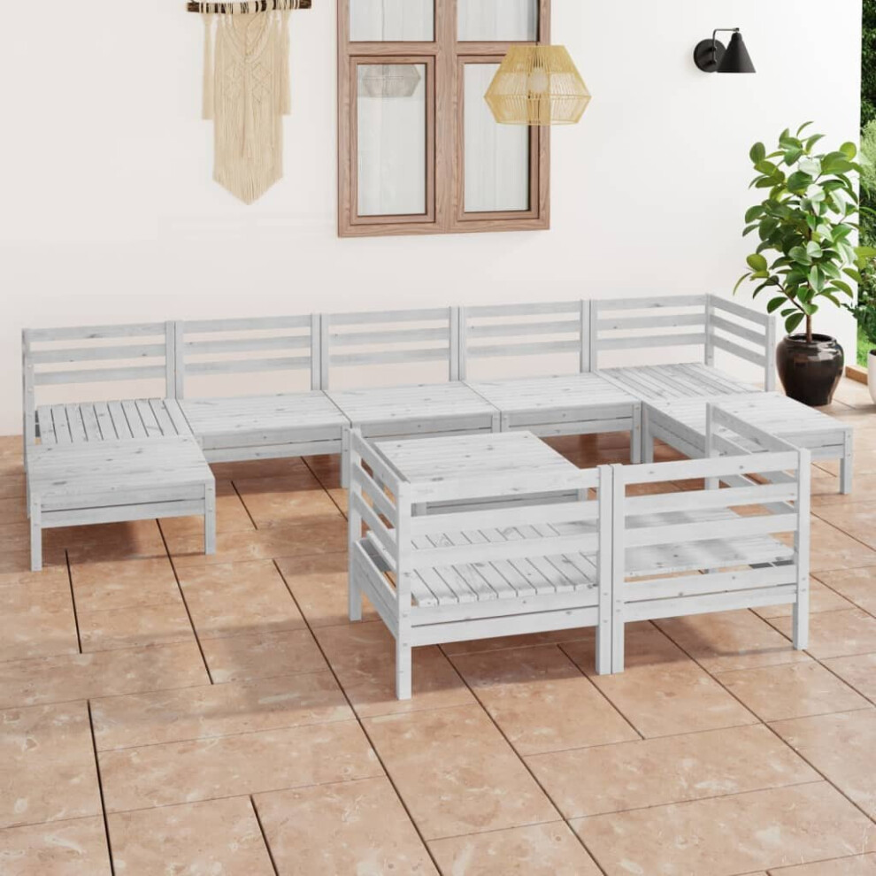 vidaXL Garden Lounge Set Outdoor Lounge Set 10 Piece White Solid Wood Pine