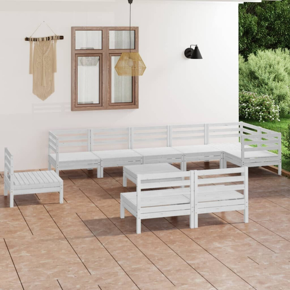 vidaXL Garden Lounge Set Outdoor Lounge Set 10 Piece Solid Wood Pine White