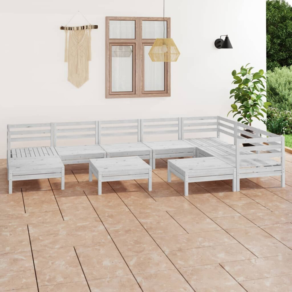 vidaXL Garden Lounge Set Outdoor Lounge Set 10 Piece Solid Wood Pine White