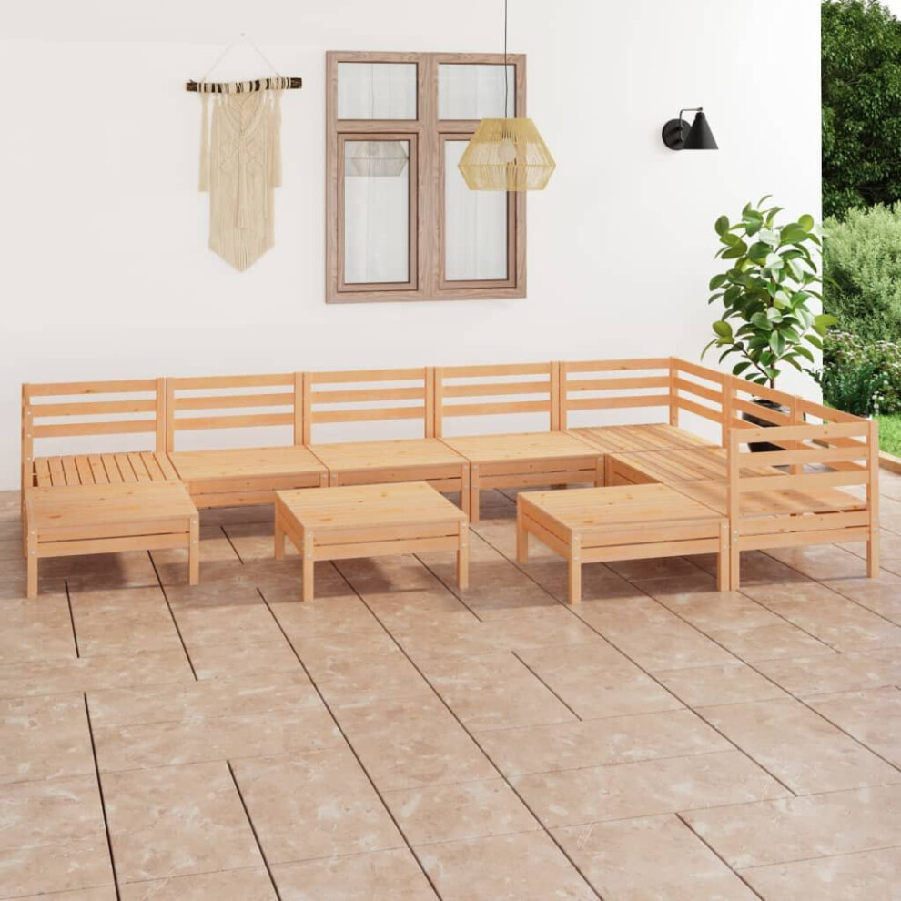 vidaXL Garden Lounge Set Wooden Outdoor Lounge Set 10 Piece Solid Wood Pine