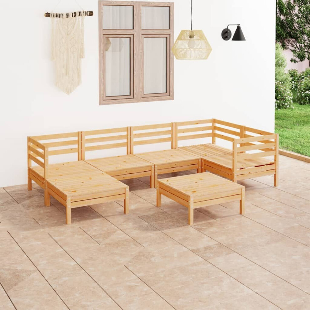 vidaXL Garden Lounge Set Wooden Outdoor Lounge Set 7 Piece Solid Wood Pine