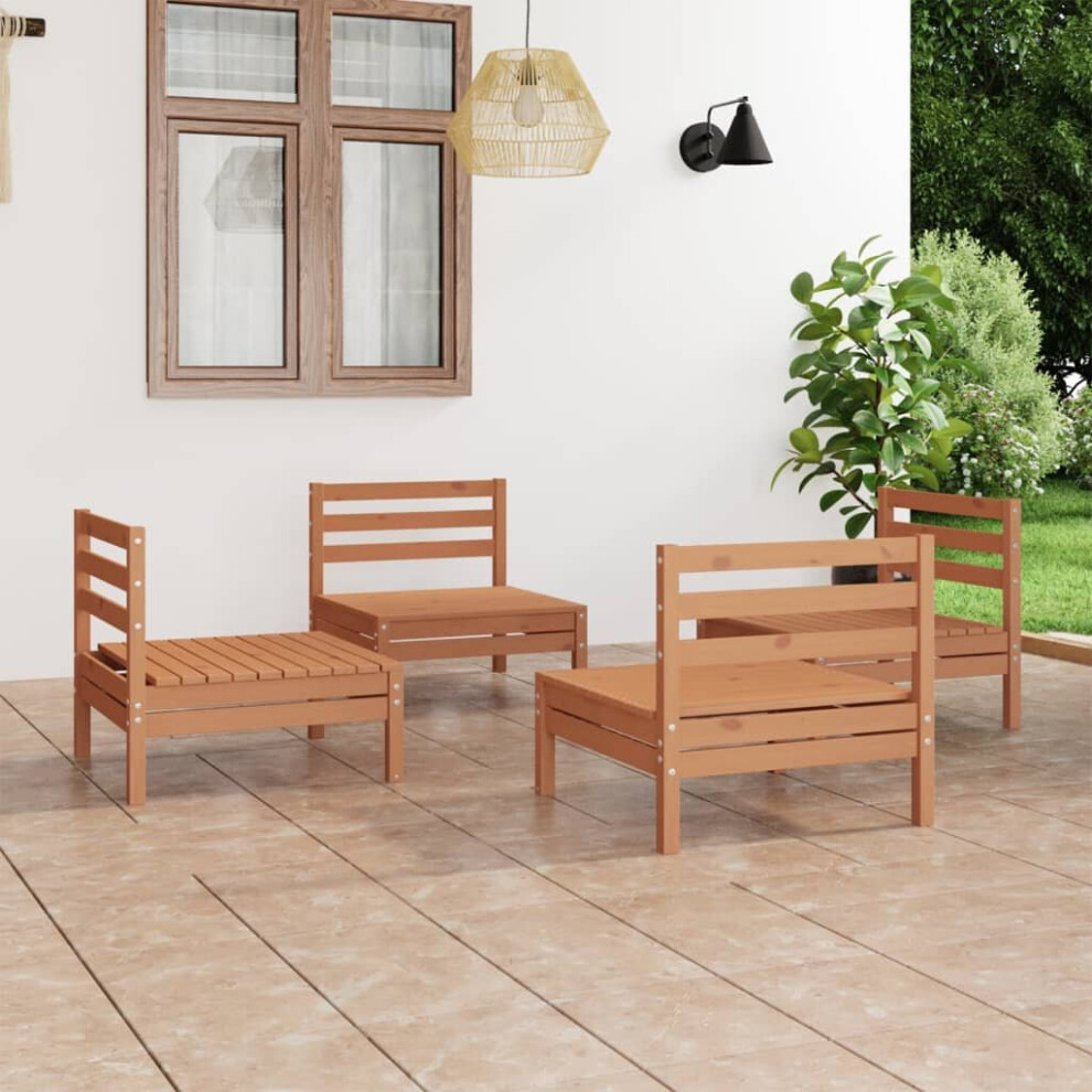 vidaXL Solid Pinewood Garden Lounge Set 4 Piece Honey Brown Outdoor Seating