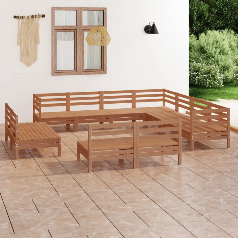 vidaXL Garden Lounge Set Patio Lounge Set 11 Piece Solid Wood Pine Honey Brown