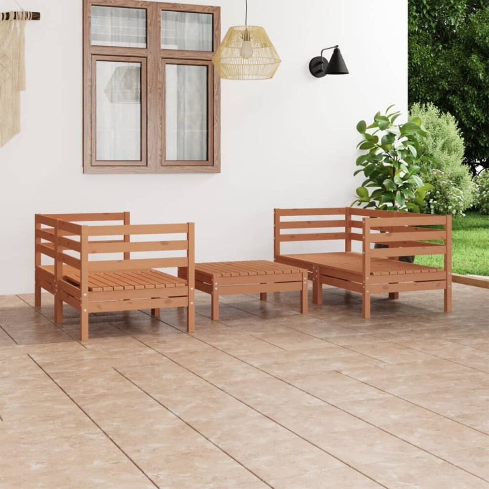 vidaXL Solid Pinewood Garden Lounge Set 5 Piece Honey Brown Outdoor Seating