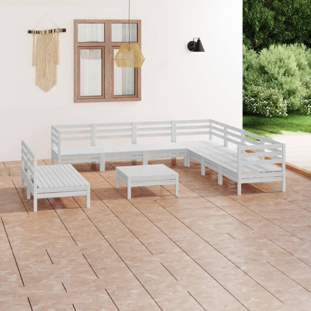 vidaXL Garden Lounge Set Outdoor Lounge Set 10 Piece Solid Wood Pine White