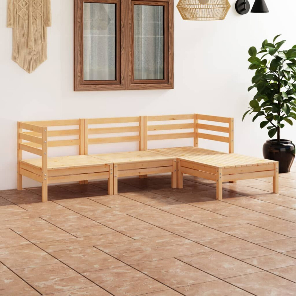 vidaXL Garden Lounge Set Wooden Outdoor Lounge Set 4 Piece Solid Pinewood