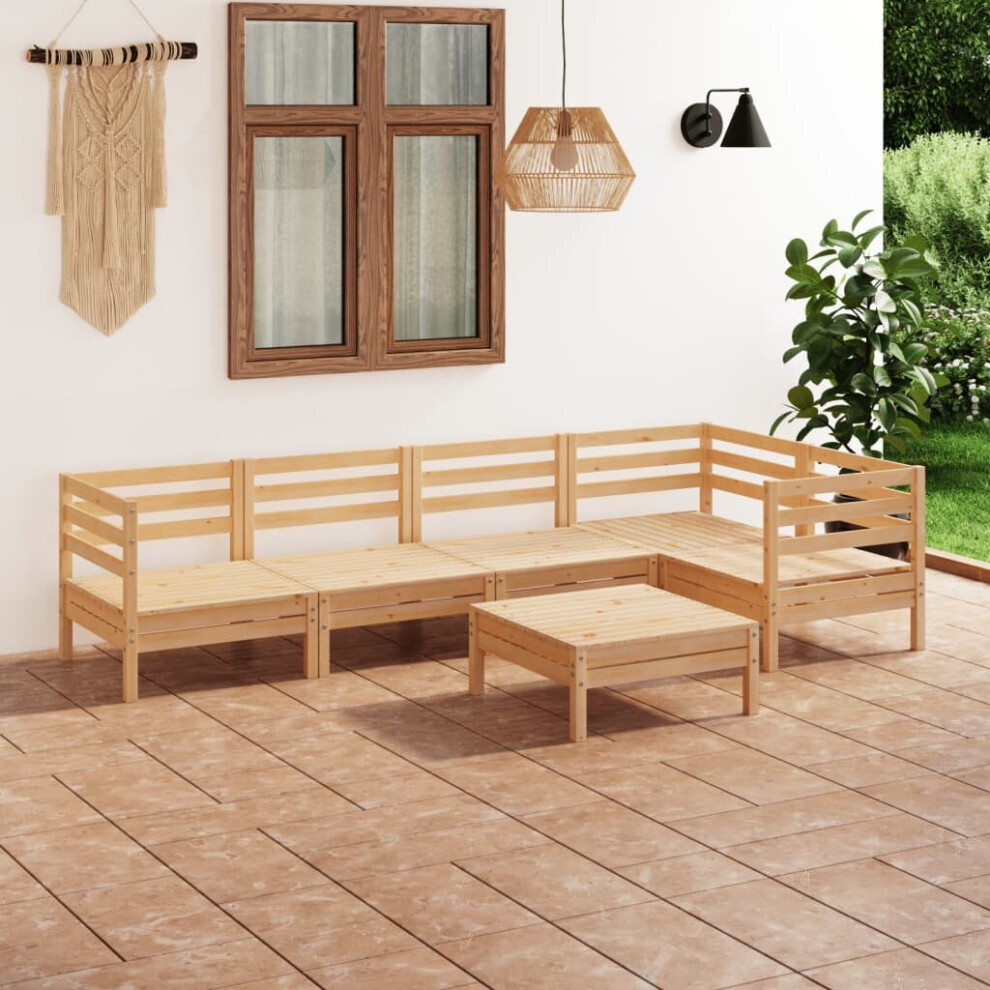 vidaXL Garden Lounge Set Wooden Outdoor Lounge Set 6 Piece Solid Pinewood