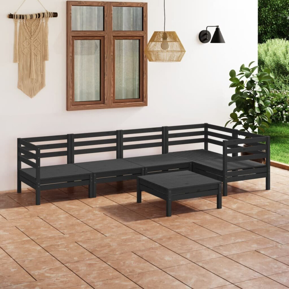 vidaXL Garden Lounge Set Outdoor Sofa Set Couch 6 Piece Solid Pinewood Black