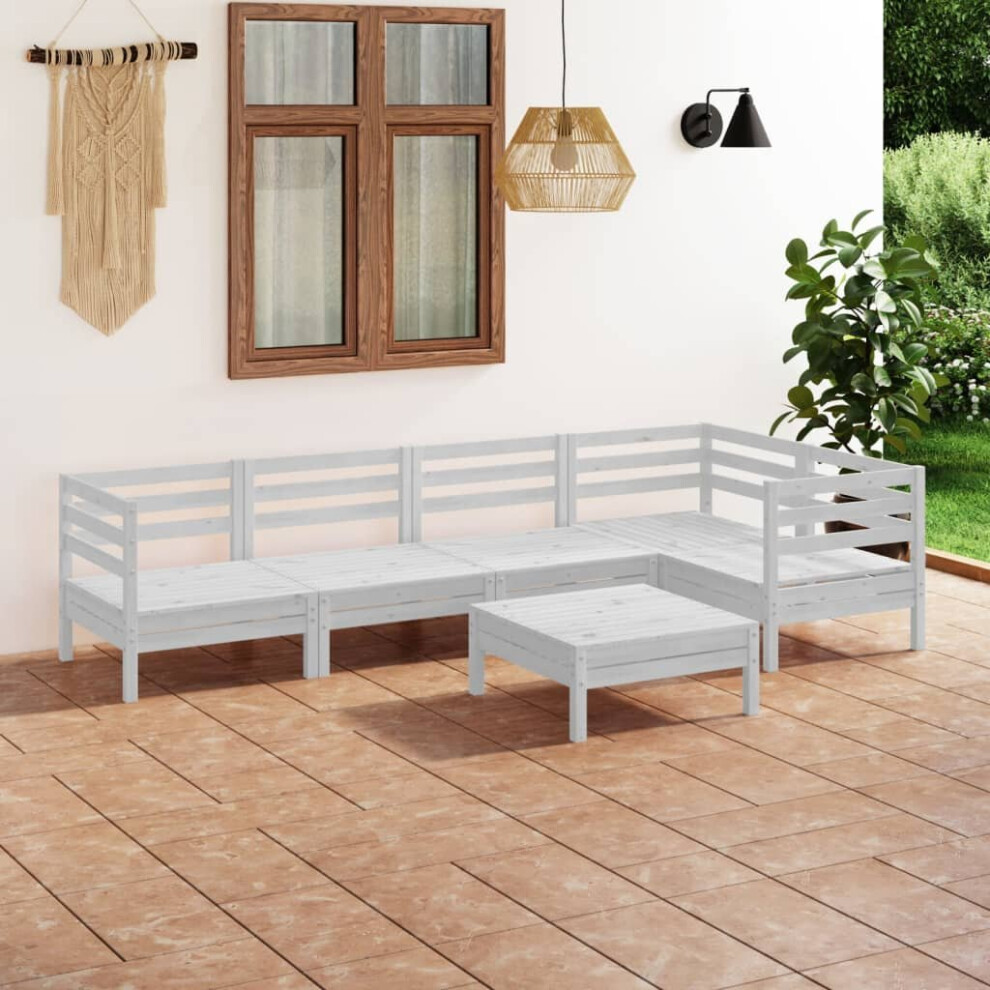 vidaXL Garden Lounge Set Outdoor Sofa Set Couch 6 Piece Solid Pinewood White