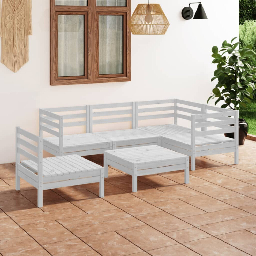 vidaXL Garden Lounge Set Outdoor Sofa Set Couch 6 Piece Solid Pinewood White