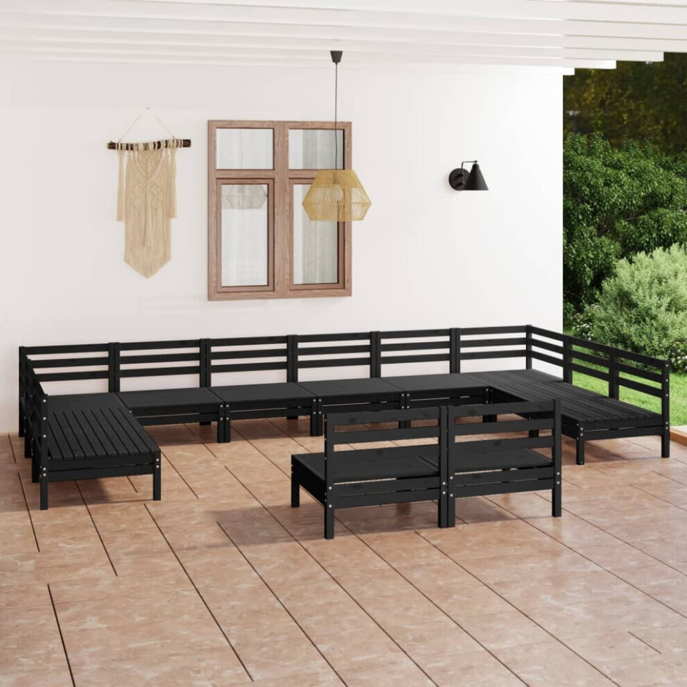 vidaXL Garden Lounge Set Outdoor Lounge Set 12 Piece Black Solid Wood Pine