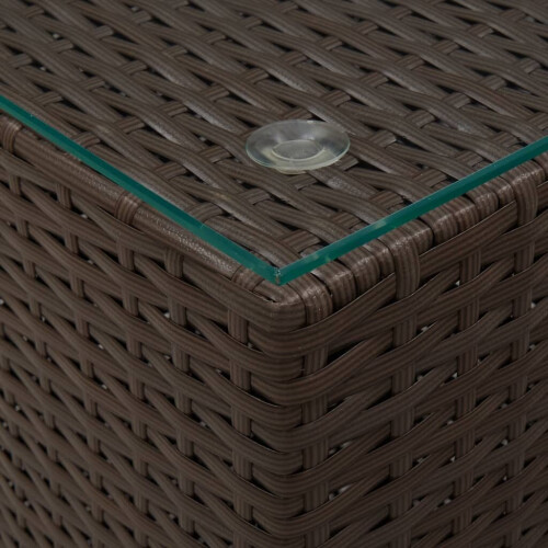 VidaXL vidaXL 3x Side Tables with Glass Top Brown Poly Rattan Accent Sofa End Table 1