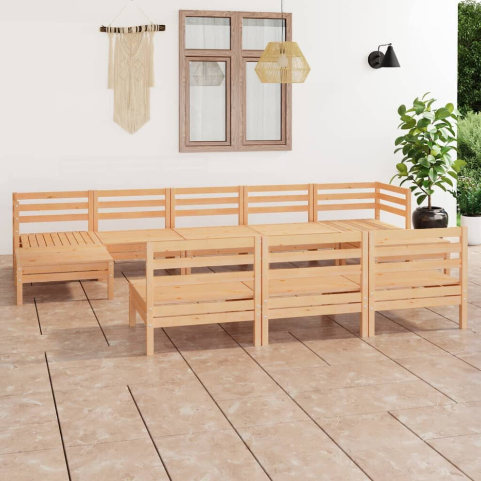 vidaXL Garden Lounge Set Wooden Outdoor Lounge Set 10 Piece Solid Wood Pine