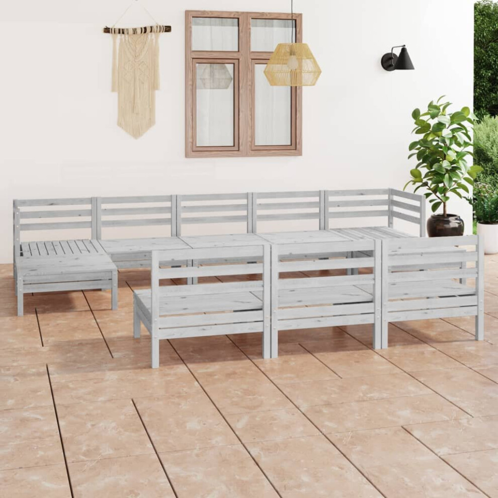 vidaXL Garden Lounge Set Outdoor Lounge Set 10 Piece White Solid Wood Pine