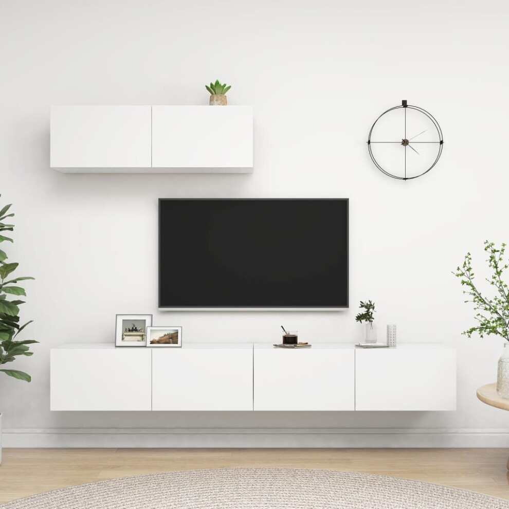 Vidaxl 3X Tv Cabinets White Engineered Wood Furniture Tv Stand Cabinet Unit