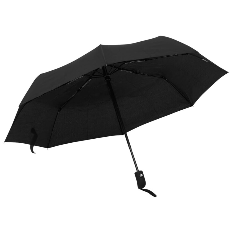 vidaXL Automatic Folding Umbrella Black Portable Rain Travel Camp Umbrella