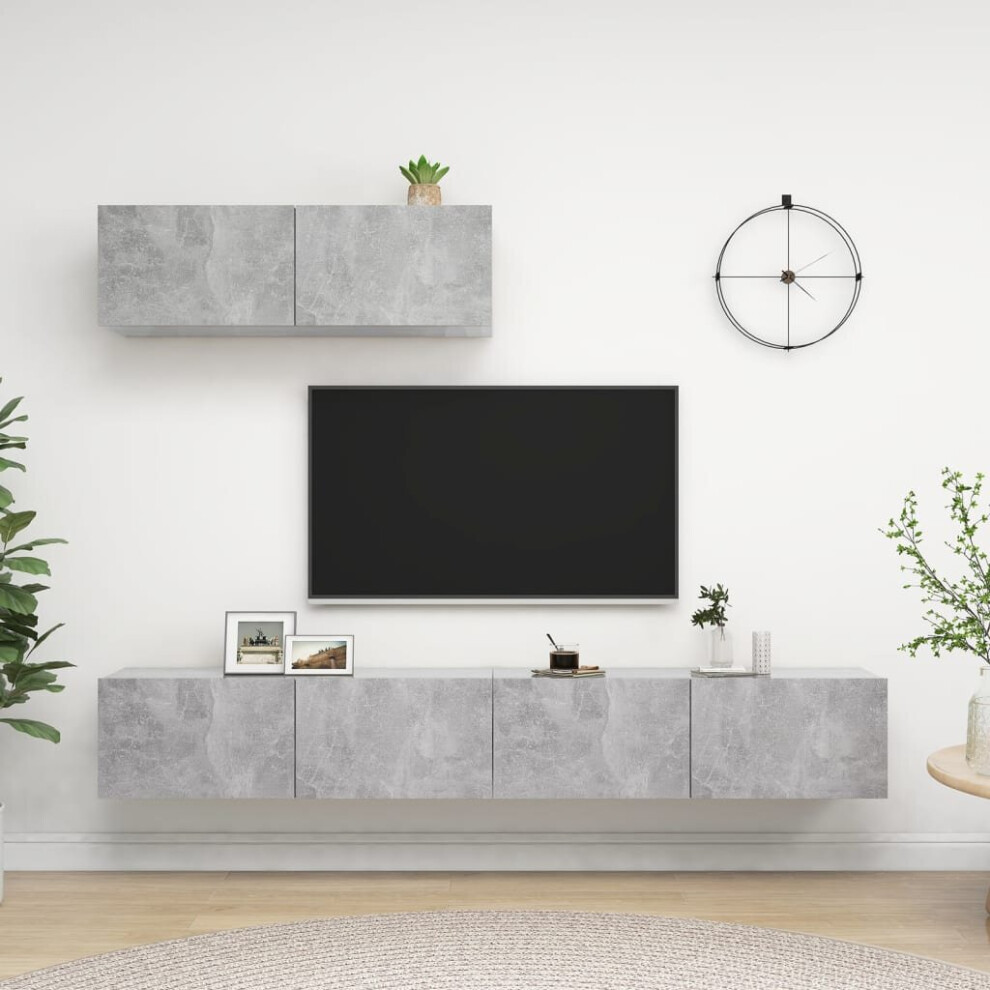 Vidaxl 3X Tv Cabinets Concrete Chipboard Home Furniture Tv Stand Cabinet Grey