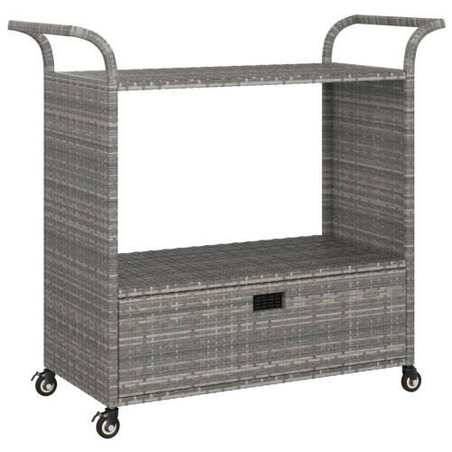 VidaXL vidaXL Barwagen mit Schublade Grau 100x45x97 cm Poly Rattan 1