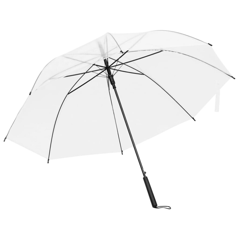 vidaXL Umbrella Transparent Stick Outdoor Patio Handle Rain Walking Umbrella