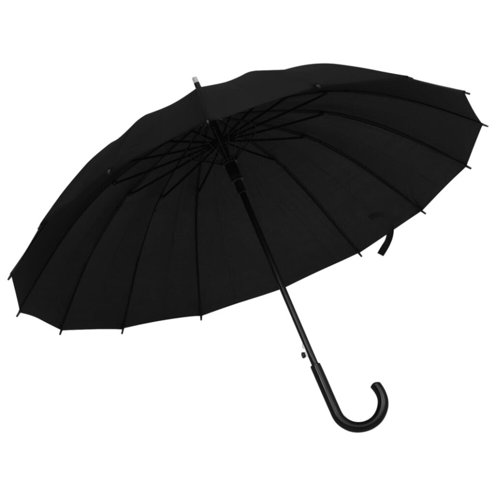 vidaXL Umbrella Automatic Black Outdoor Patio Handle Rain Walking Umbrella