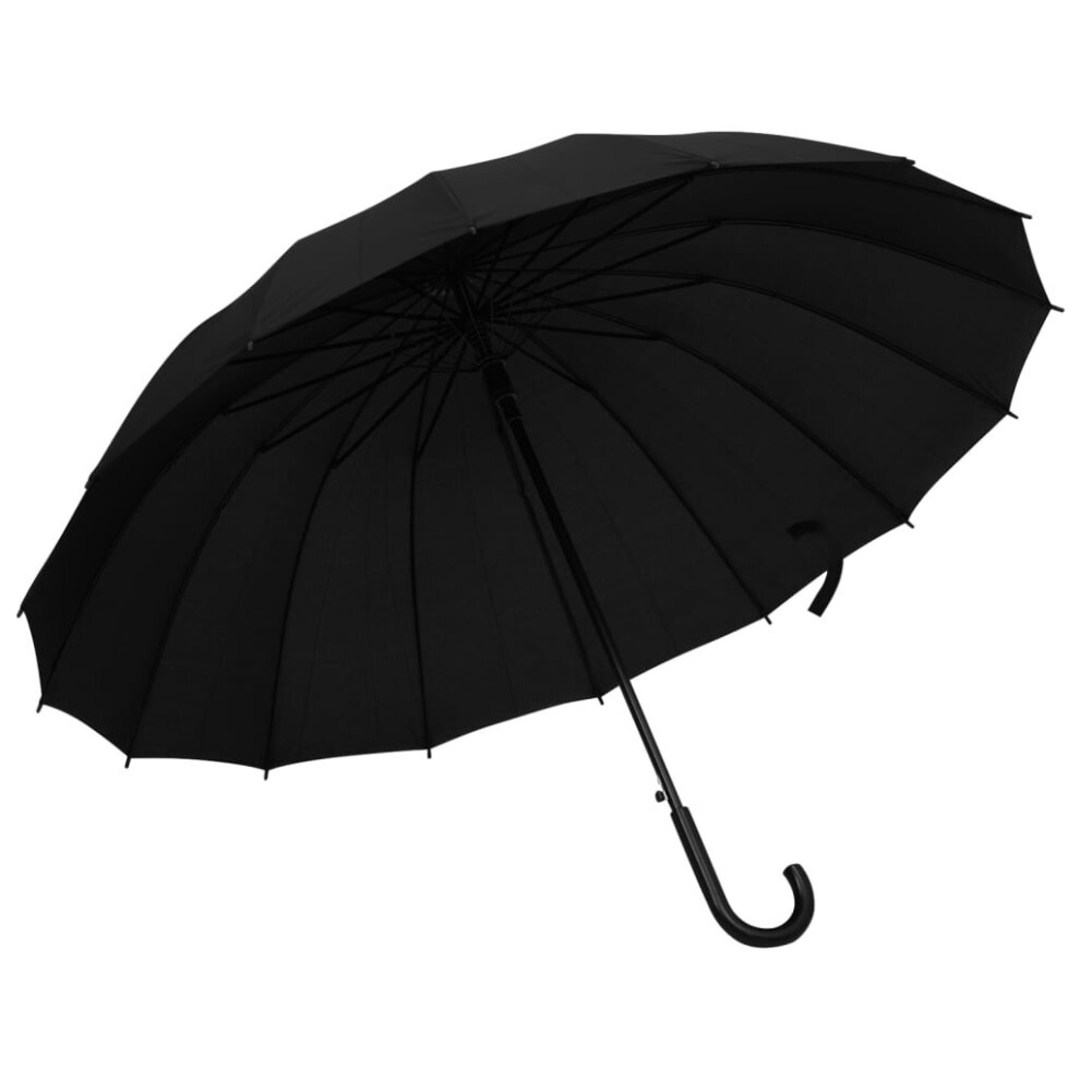 vidaXL Umbrella Automatic Black Outdoor Patio Handle Rain Walking Umbrella