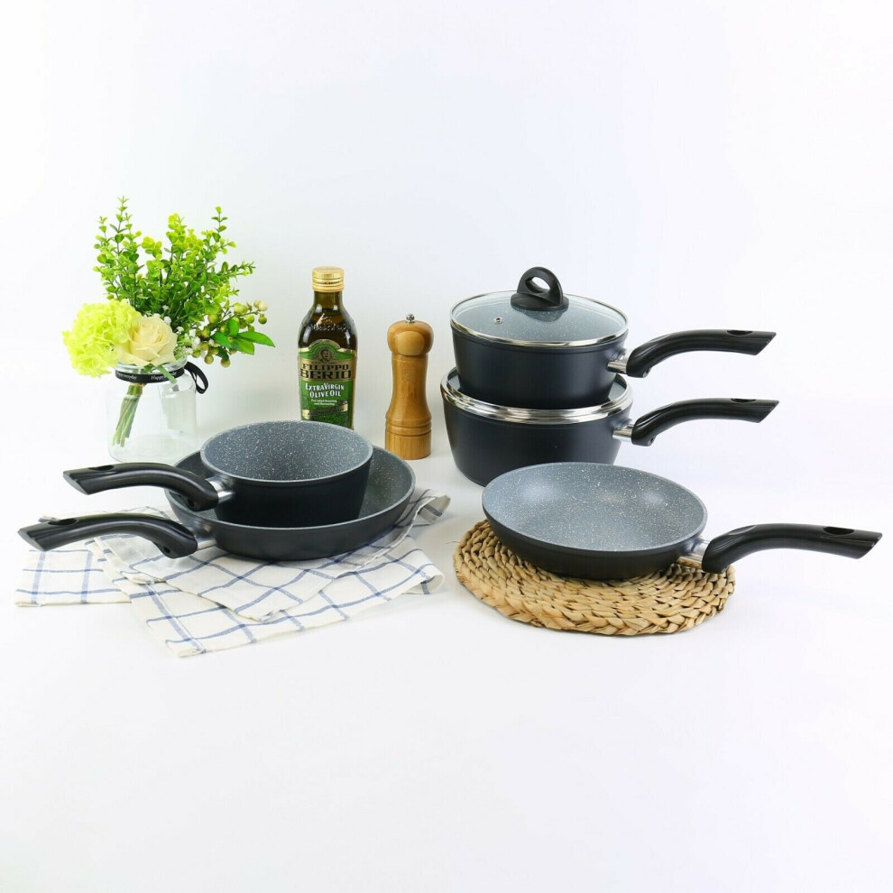 Urbn-Chef 5 Pcs Forged Aluminium Induction Cooking Saucepan Pots Frying Pans Set