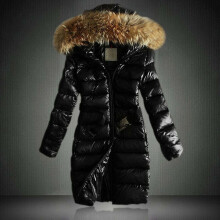 (Black, L) Womens Ladies Long Warm Jacket Hooded Puffer Coat Winter Casual Faux Fur