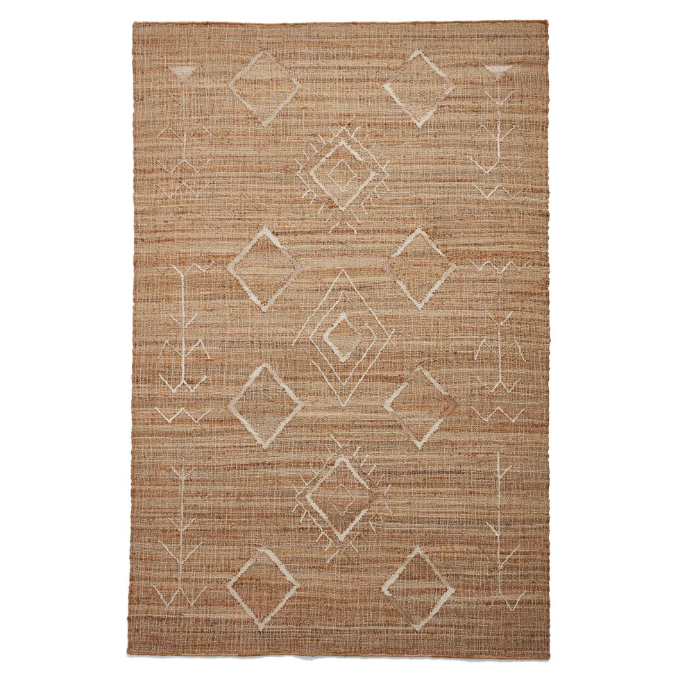 (Tribal - Beige, 120 x 170 cm) Large 100 % Jute Rugs Handmade Eco-friendly Flatweave Rustic Natural Look Beige Brown Area Rug Plain Neutral Mat