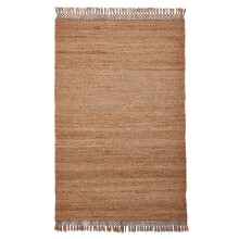 (Fringe - Beige, 120 x 170 cm) Large 100 % Jute Rugs Handmade Eco-friendly Flatweave Rustic Natural Look Beige Brown Area Rug Plain Neutral Mat