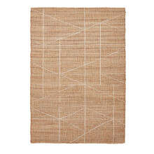 (Geometric - Beige, 120 x 170 cm) Large 100 % Jute Rugs Handmade Eco-friendly Flatweave Rustic Natural Look Beige Brown Area Rug Plain Neutral Mat
