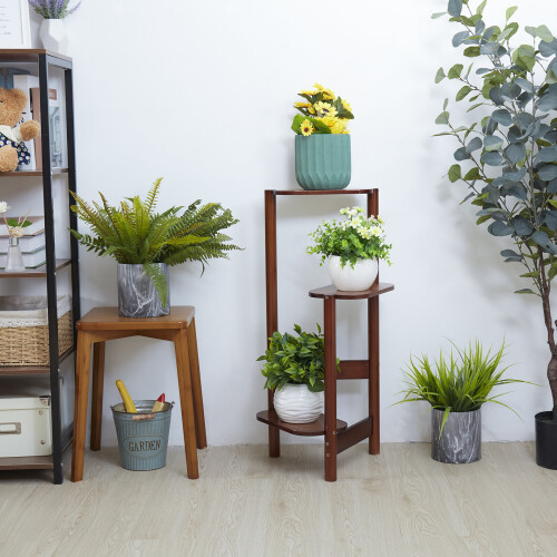 3 Tier getopft Ecke Pflanze Stand Bambus Blumentopf Halter 1