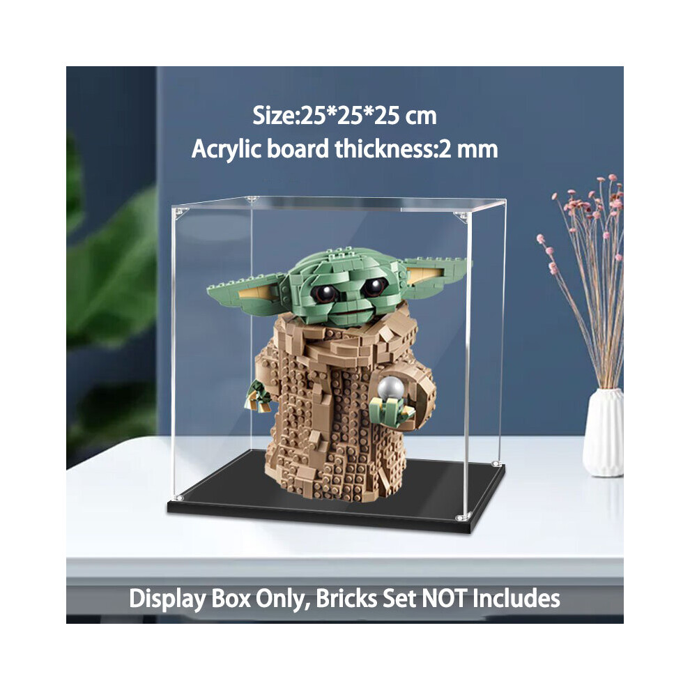 (A) Acrylic Display Case for Lego Star Wars The Mandalorian The Child Baby Yoda Figure Model, Showcase Box Compatible with LEGO 75318 (Model NOT Inclu