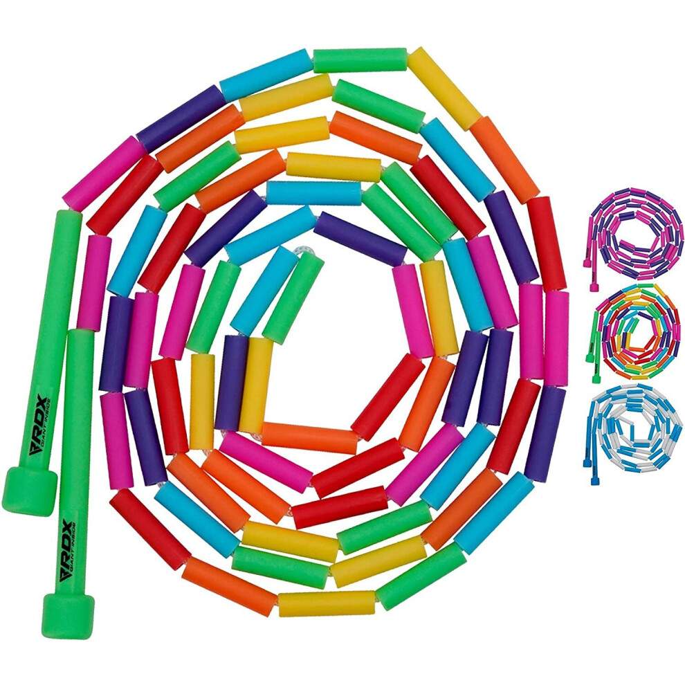 (Rainbow) RDX Kids Skipping Rope Removable Plastic Beads 