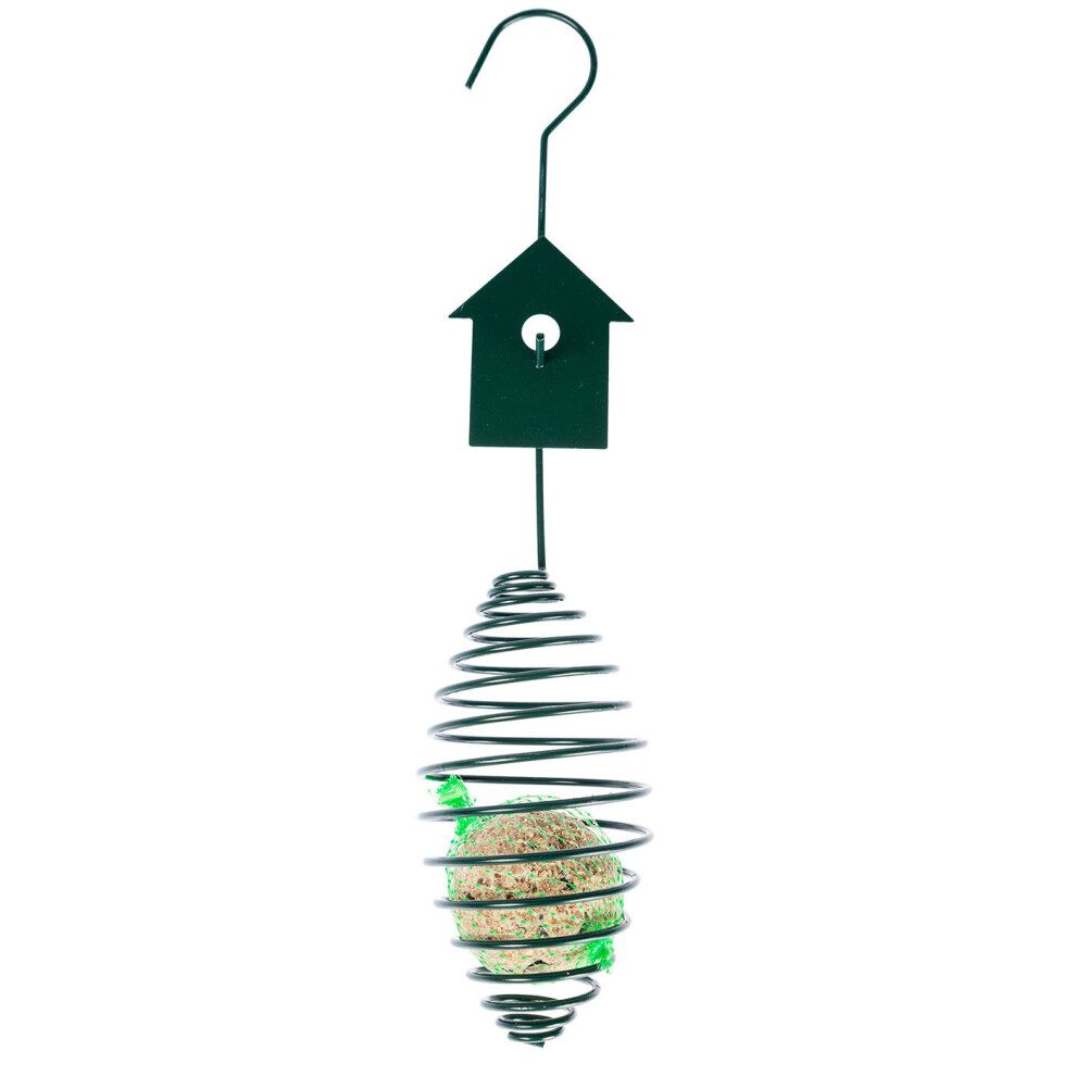 Homescapes (Bird House) Metal Spring Bird Feeder With Bird Decoration Green