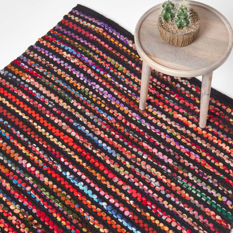 Homescapes (120 X 170 Cm) Handwoven Multi Colou Recycled Chindi Folk Rug Red