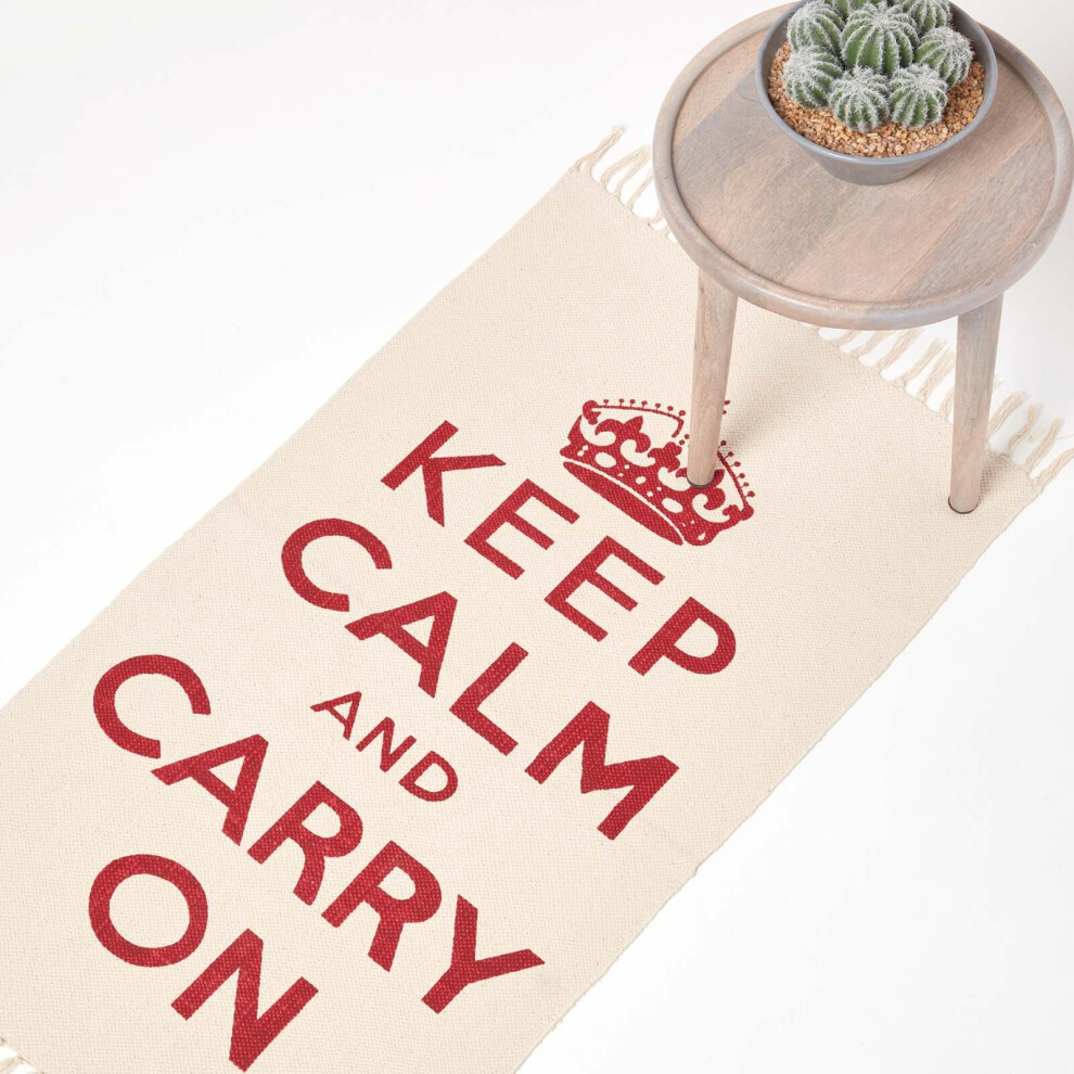 Keep Calm And Carry On Rug Hand Woven Base