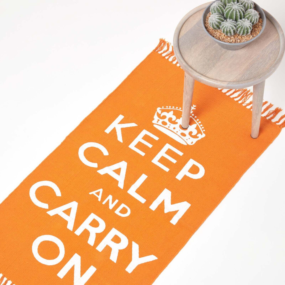 Keep Calm And Carry On Rug Hand Woven Base