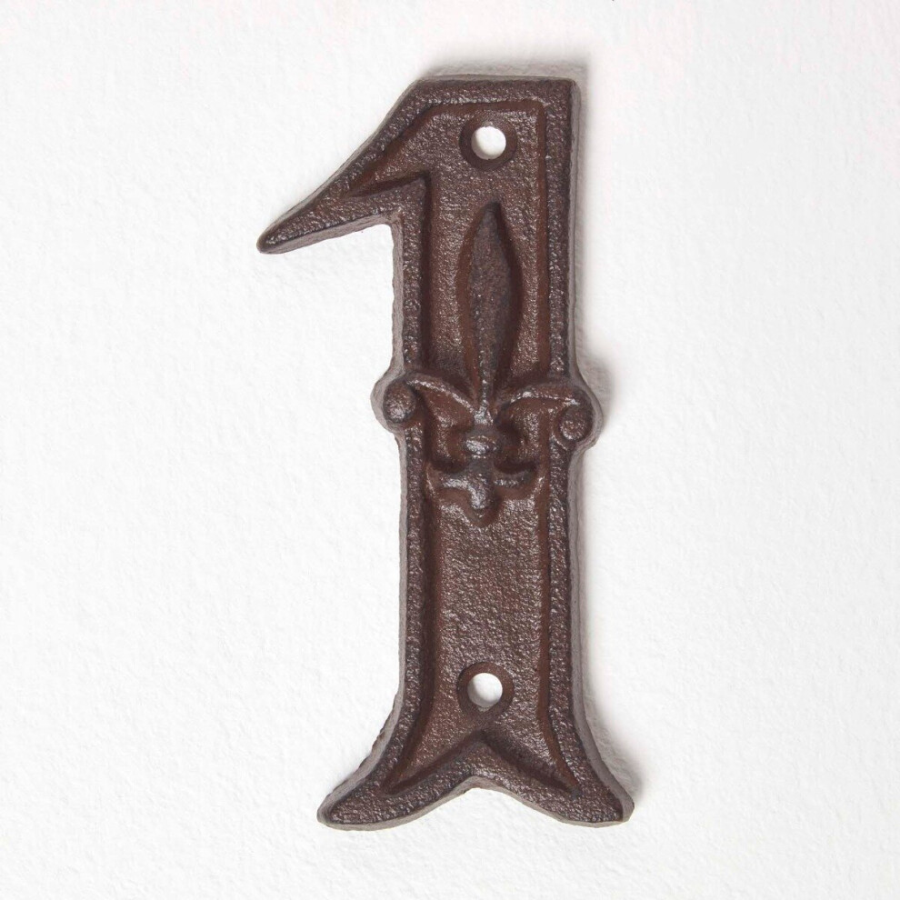 Homescapes (Number 1) Cast Iron House Number Brown