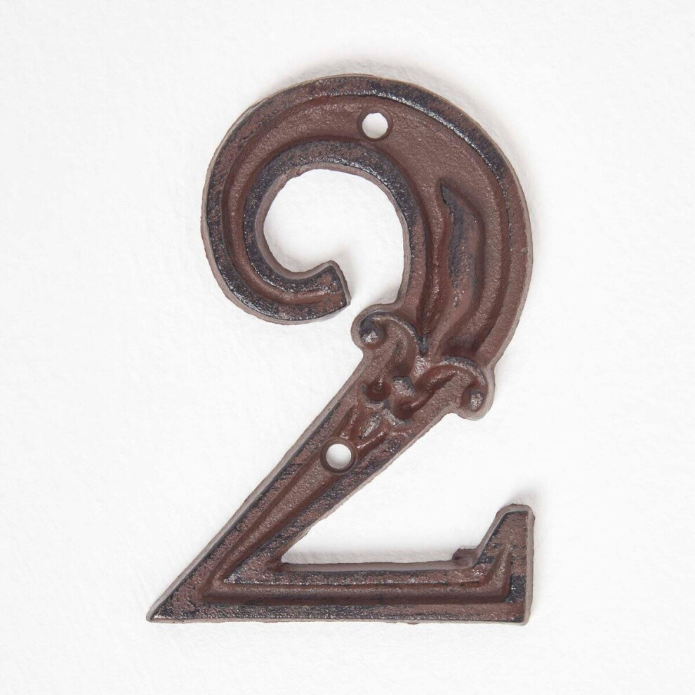Homescapes (Number 2) Cast Iron House Number Brown